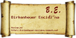 Birkenheuer Enciána névjegykártya
